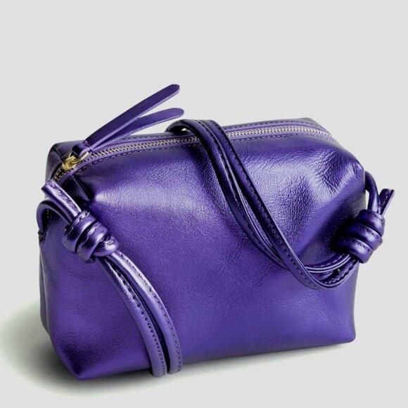 NWT 💥 VERA BRADLEY BLAKE Purple Metallic Leather Small Crossbody Bag - Picture 1 of 11